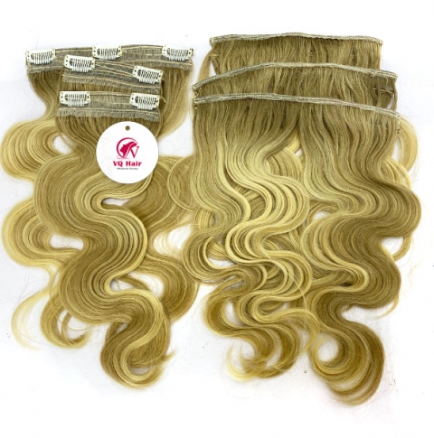 Piano Body Wavy Blonde Clip In Hair Extensions
